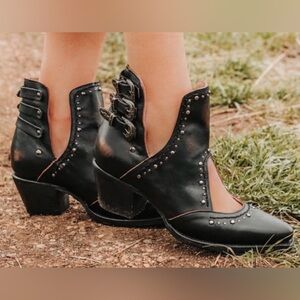 Freebird Melody in Black Studded Ankle Boots (read size info)